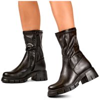 primohurt Black fitted women's worker ankle boots made of ecological leather