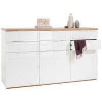 Carryhome ŠIROKÁ KOMODA, farba duba, biela s vysokým leskom, 180/102/50 cm