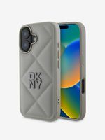 DKNY PU Leather Quilted Stack Logo Zadní Kryt pro iPhone 16 Grey Etui za telefon ljubičasta