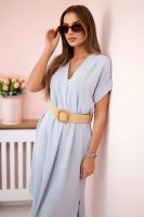 Kesi Włoski Dress with a decorative belt grey