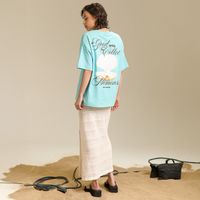 Cropp - Oversize majica s potiskom - svetlo turkizna