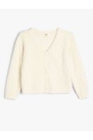 Koton Plush Cardigan V Neck Long Sleeve