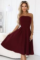641-1 VIVIENNE corset flared midi dress for special occasions - burgundy