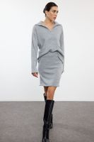 Trendyol Gray Zippered Knitwear Bottom-Top Set