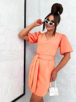 Resti Women's mini dress with puff sleeves and V neckline