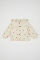 DEFACTO Baby Girl Large Collar Floral Patterned Buttoned Twill Long Sleeve Shirt