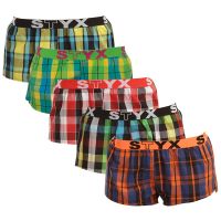 5PACK női bő szárú boxeralsó Styx sportos gumipánt többszínű (T81325262831) M