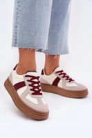Boto Sneakersy Damskie Na Platformie Bordowe Dovina