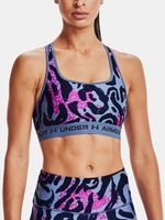 Under Armour Crossback Mid Print Sport Büstenhalter Blau