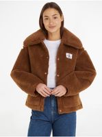 Hnedá dámska bunda z umelého kožúšku Calvin Klein Jeans Bonded Sherpa Jacket