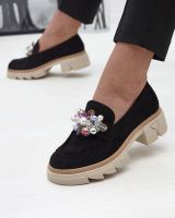 Resti Ażurowe czarne mokasyny damskie Peloga