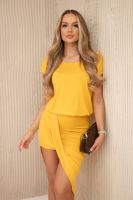 Asymmetrical mustard dress