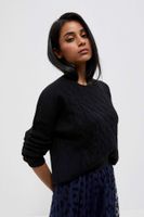 Sweater with decorative knitting - black