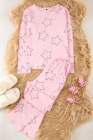 Trendyol Pink 100% Cotton Star Knitted Pajama Set