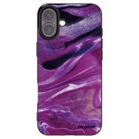 Silikónový čierny obal pre Apple iPhone 16 Plus - Purple glitter