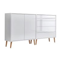 MID.YOU ŠIROKÁ KOMODA, biela, biela s vysokým leskom, 158/86/33 cm