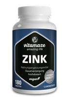 Zink Tabletten hochdosiert, 25 mg je Tagesdosis, 50 mg pro veganer Tablette für 12 Monate, Made in DE | Vitamaze by Sensilab