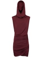 Draped Viscose Mini Dress W/ Hood