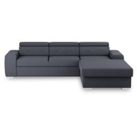 MID.YOU ROZKLADACIA ROHOVÁ SEDAČKA, textil, modrá, sivá