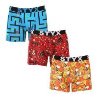 3PACK pánské boxerky Styx long art sportovní guma vícebarevné (3U12914) L