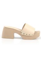 Capone Outfitters Capone Women's Flat Toe Single Strap Platform Heels Ecru Women's Slippers