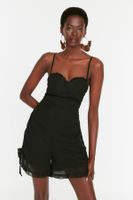 Trendyol Black Frill Detailed Chiffon Jumpsuit