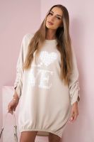 Kesi Włoski Dress with a longer back and print beige