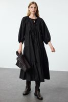 Trendyol Black Relaxed Fit Bow Midi Woven Dress