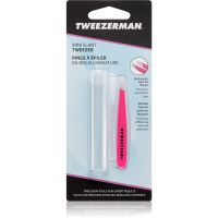 Tweezerman Mini Slant pinceta s poševno konico mini s potovalnim etuijem Neon Pink 1 kos