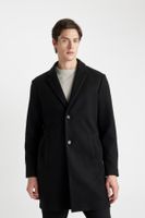 DEFACTO Black Relax Fit Buttoned Pocket Long Cashmere Coat