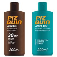 Piz Buin Set Allergy Lotion SPF 30 + After Sun Moisturising Lotion opalovací krém a zklidňující krém po opalování 200 ml + 200 ml