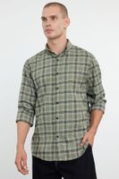 Trendyol Khaki Regular Fit Winter Checkered Plaid Unisex Lumberjack Shirt