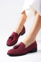 Mio Gusto Iris Women's Claret Red Suede Oxford Casual Flat Shoes