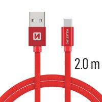 Datový kabel Swissten Textile USB / USB-C 2 M, red