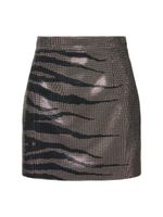 Zebra Embellished Cady Mini Skirt