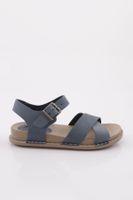 DGN P31 Women's Cross Strap Sandals Genuine Leather Blue Nubuck