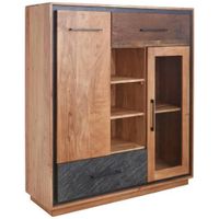 Landscape VYSOKÁ KOMODA, akácie, staré dřevo, hnědá, barvy akácie, tmavě šedá, 115/130/40 cm