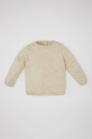 DEFACTO Baby Boy Beige Crew Neck Basic Plain Knitwear Sweater A5036a524au