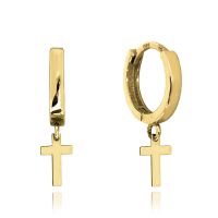 MINET Elegantní zlaté náušnice křížky Au 585/1000