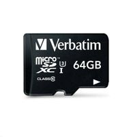 Karta VERBATIM MicroSDXC 64GB Pro, U3 + adaptér