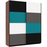 Carryhome ŠAT. SKRIŇA S POSUV. DVERAMI, sivá, zelená, čierna, biela, farba duba, 170/210/61 cm