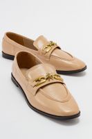 LuviShoes LOUR Women's Beige Skin Loafers