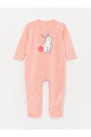 LC Waikiki Lw - Crew Neck Embroidery Detailed Velvet Baby Girl Jumpsuit (0-12 Months with Booties, 12 Months Without Booties)