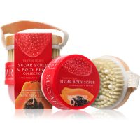 The Somerset Toiletry Co. Tropical Fruits Strawberry & Papaya cukrový telový peeling + kefa 150 g