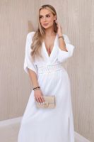 Kesi Włoski Muslin dress with embroidery at the waist white