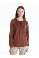 LC Waikiki LCW Lace-Up Collar Embroidered Long Sleeve Women's Blouse