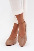 Boto Baleriny Damskie Z Eko Skóry Na Płaskim Obcasie Beżowe Olyssia