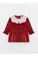 LC Waikiki Bebe Collar Long Sleeve Velvet Baby Girl Dress