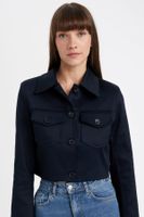 DEFACTO Crop Shirt Collar Buttoned Pocket Detail Blazer Jacket