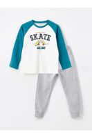 LC Waikiki LCW baby Crew Neck Long Sleeve Printed Baby Boy T-Shirt and Tracksuit Bottom 2-Piece Set